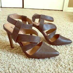 Strapped Taupe Heels